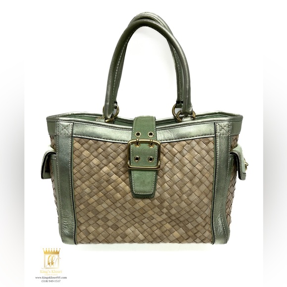 Coach unlimited straw seafoam boxy tote